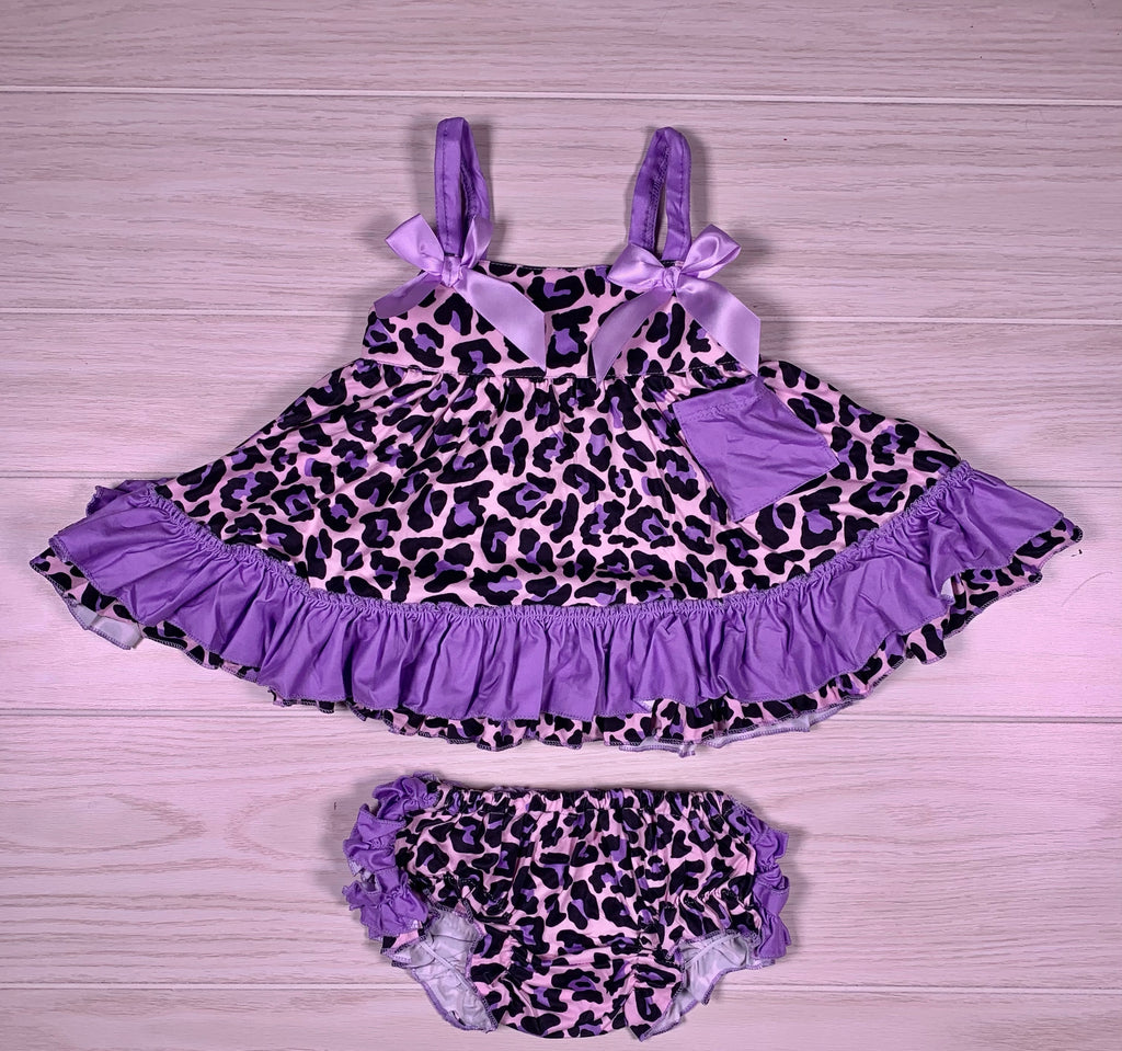 Purple Leopard Dress Set - Sassy Little Sunflower