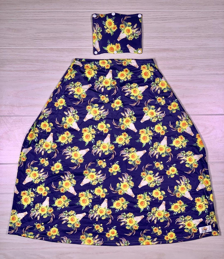 Boho Sunflower Skull Car Seat Cover - Sassy Little Sunflower