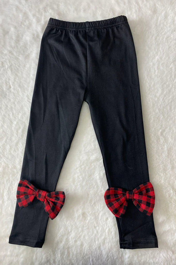 Buffalo Plaid Ruffle Top with Leggings Set