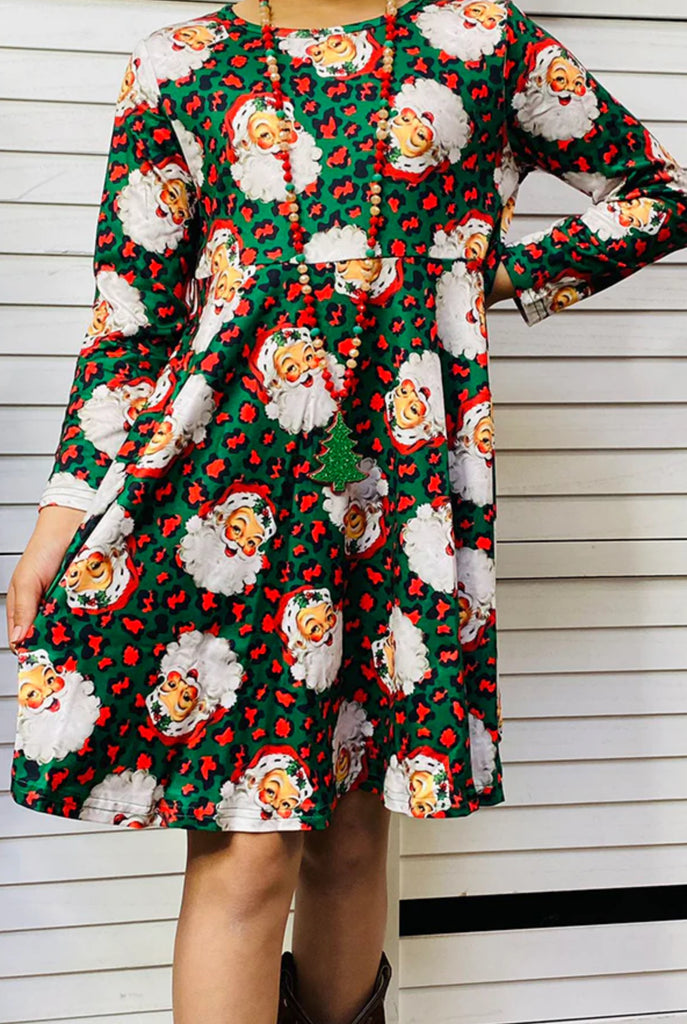 Green Leopard Cowboy Santa Dress