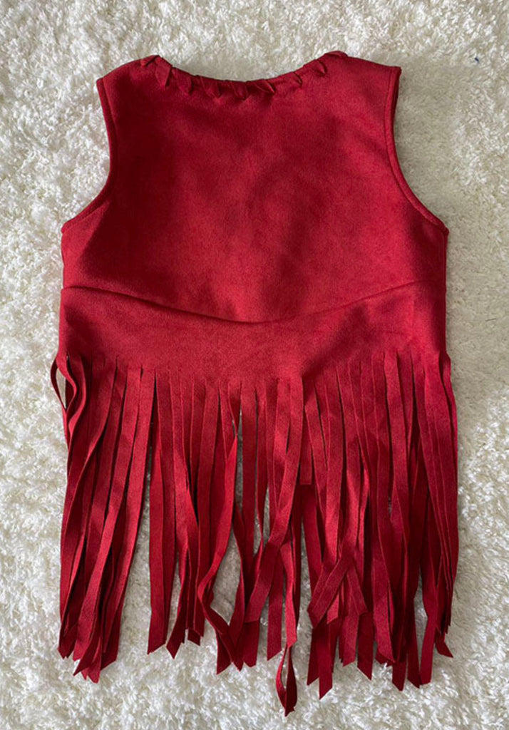 Red Suede Fringe Vest