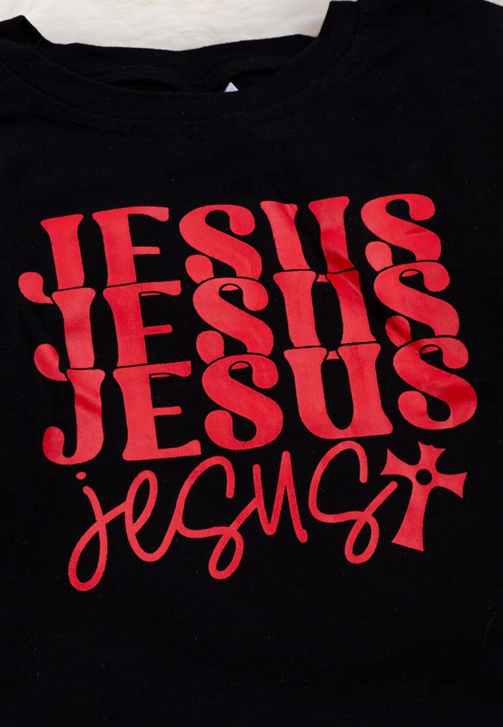 Jesus Sweatshirt with Gold Sequin Sleeves