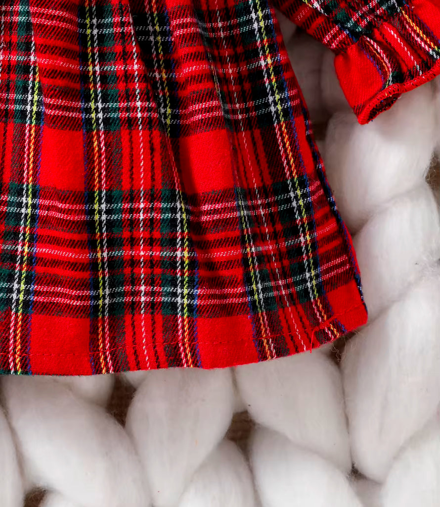 Red Plaid and Lace Dress