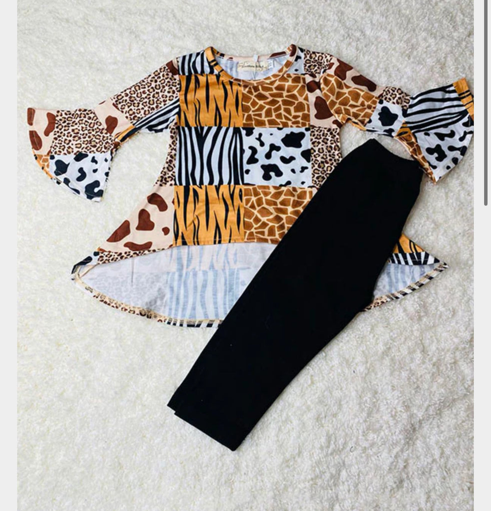 HiLo Animal Print Top w/Black Leggings