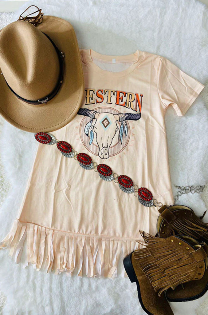 Western Girl Fringe T-Shirt Dress