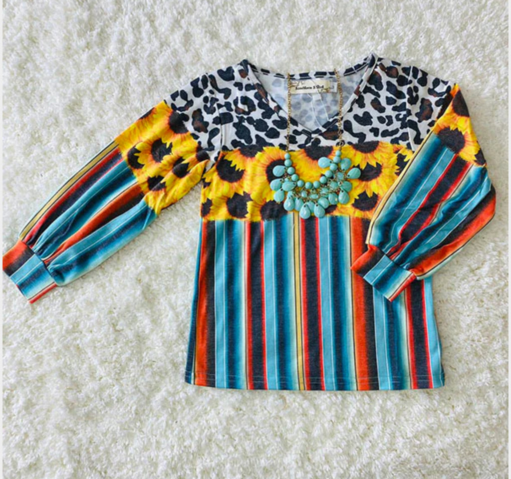 Sunflowers and Serape Top