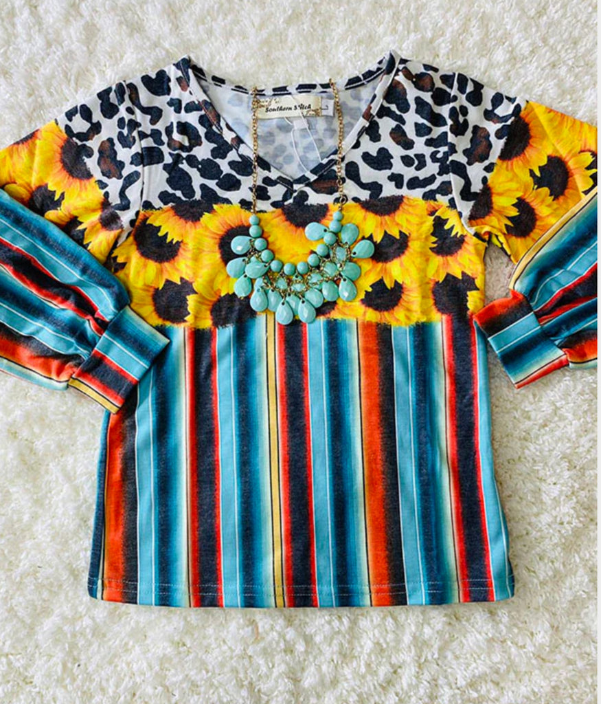 Sunflowers and Serape Top