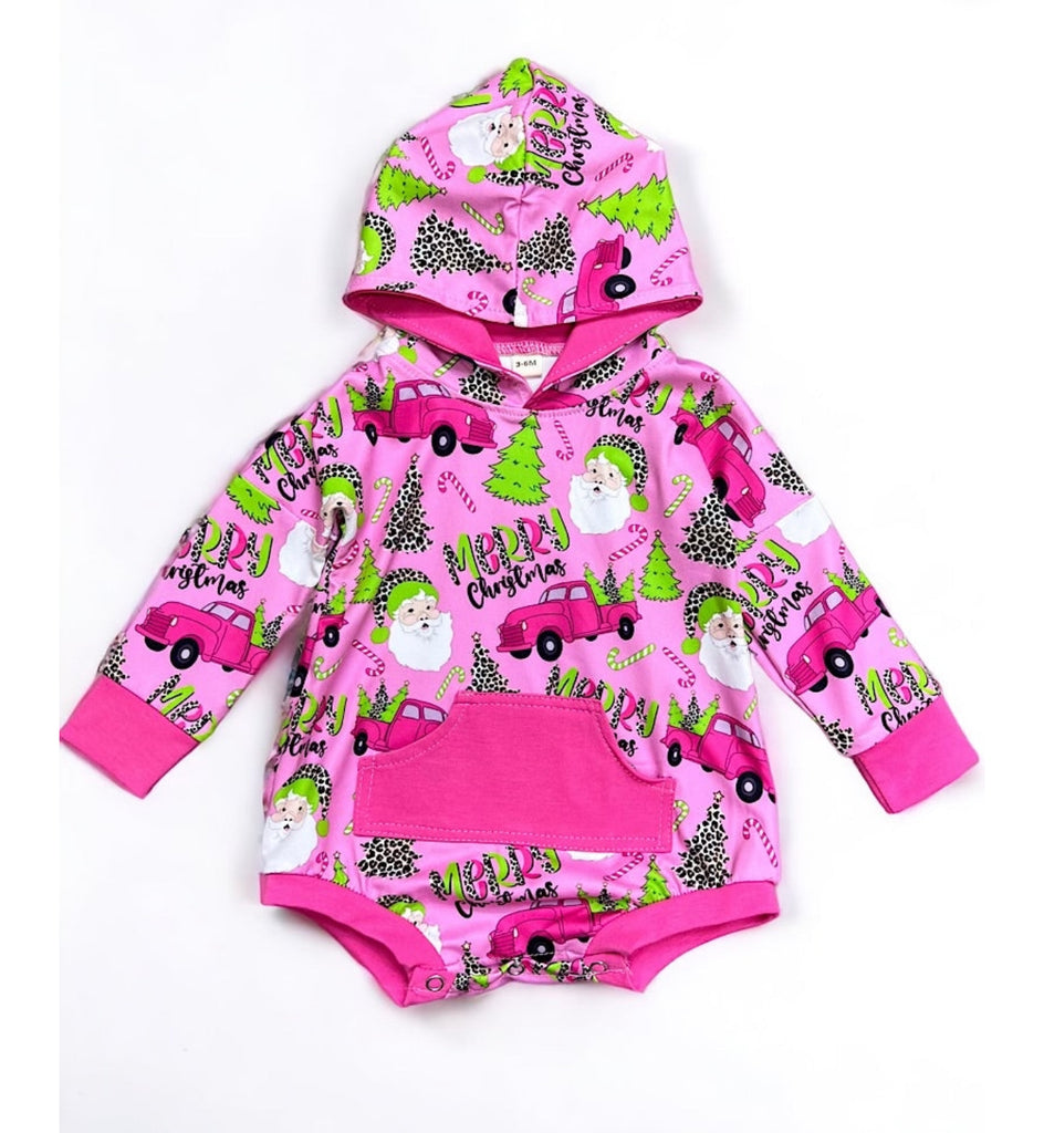 Pink Santa Hooded Romper