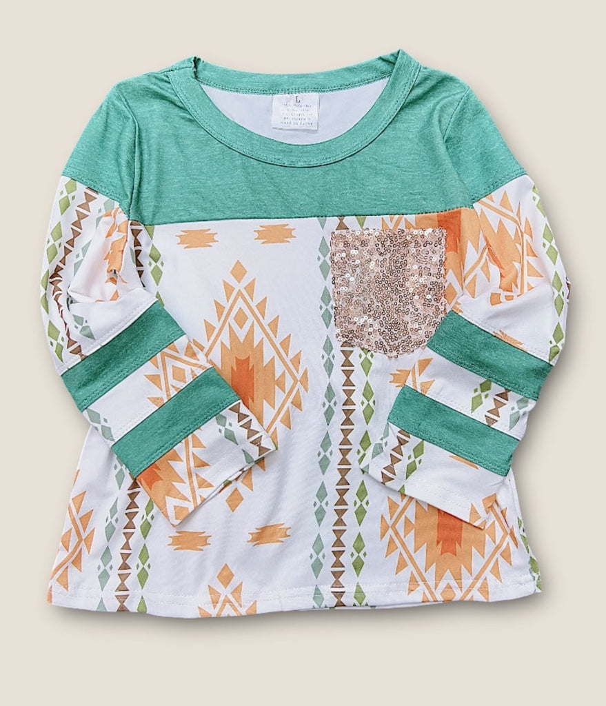 Mint Aztec Top