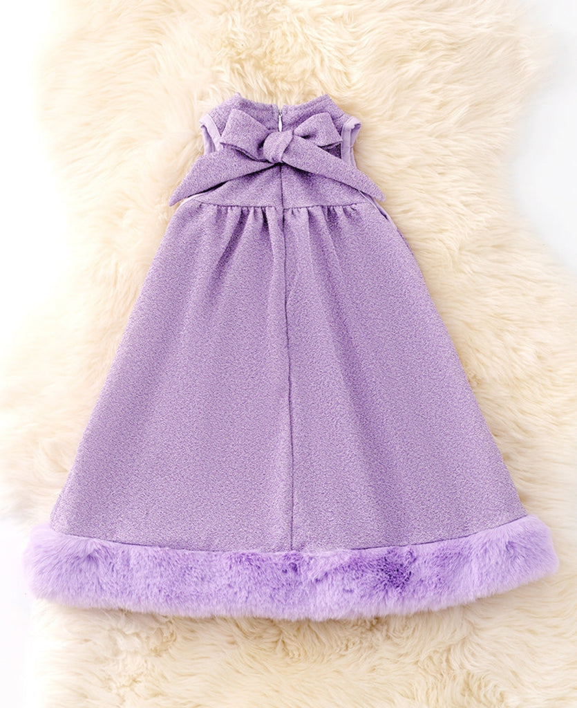 Lavender Fur Trimmed Dress