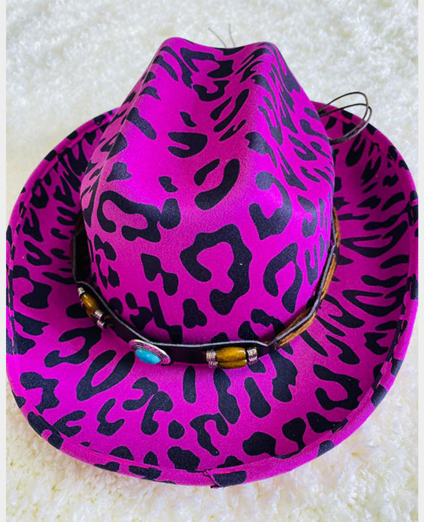 Fushia Leopard Cowgirl Hat