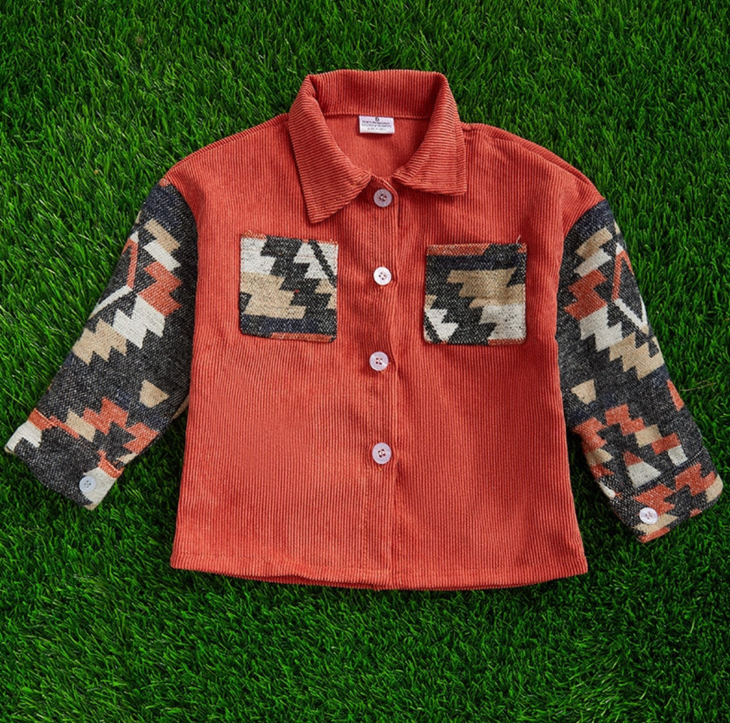 Orange Aztec Shacket