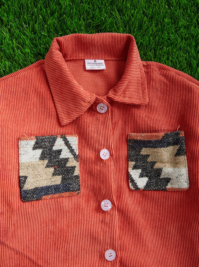 Orange Aztec Shacket