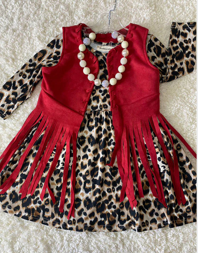 Red Suede Fringe Vest