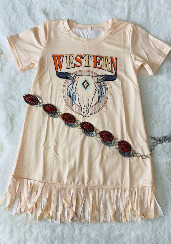 Western Girl Fringe T-Shirt Dress