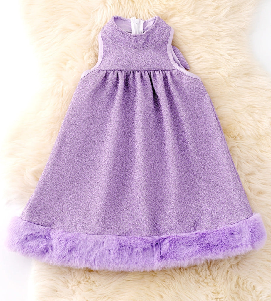 Lavender Fur Trimmed Dress