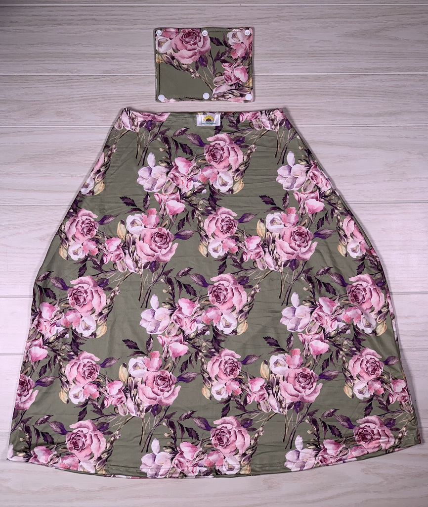 Sage Green Floral Car Seat Cover - Sassy Little Sunflower