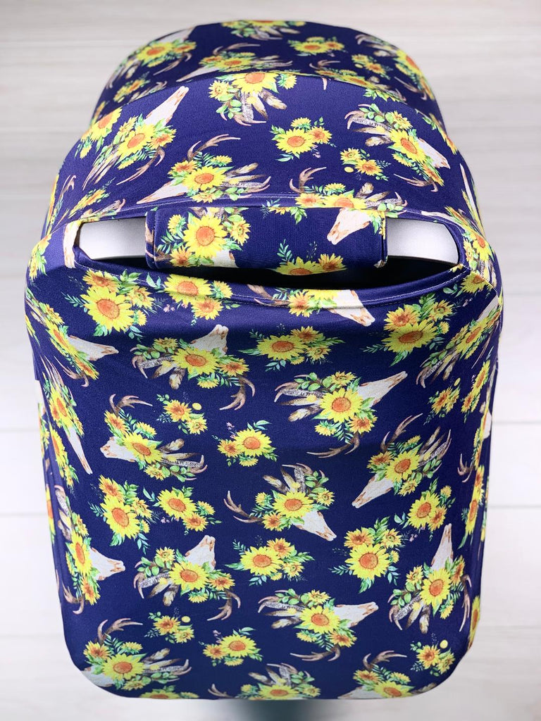 Boho Sunflower Skull Car Seat Cover - Sassy Little Sunflower