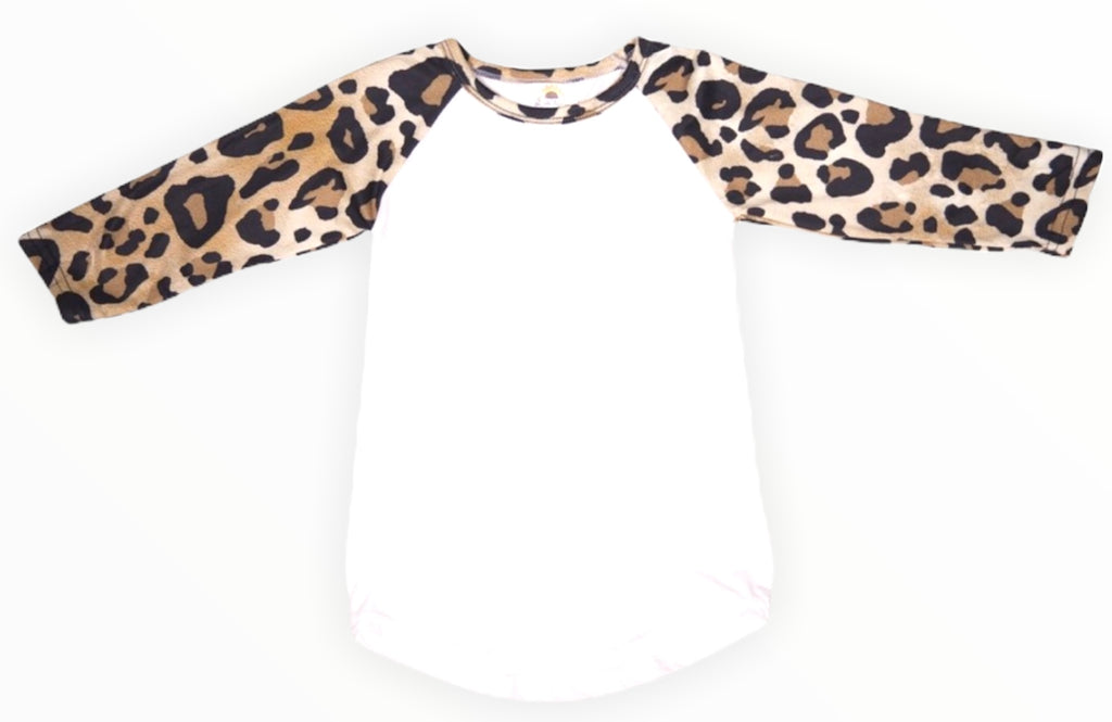 A Leopard Raglan Graphic T-shirt Blank - Sassy Little Sunflower