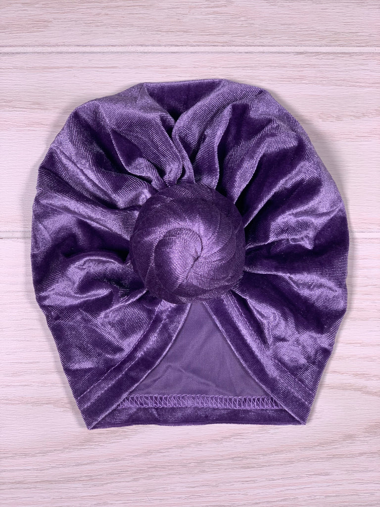 Purple Velour Turban - Sassy Little Sunflower