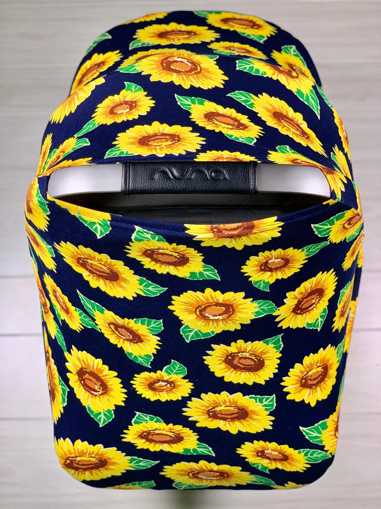 Navy & Sunflower Car Seat Cover - Sassy Little Sunflower